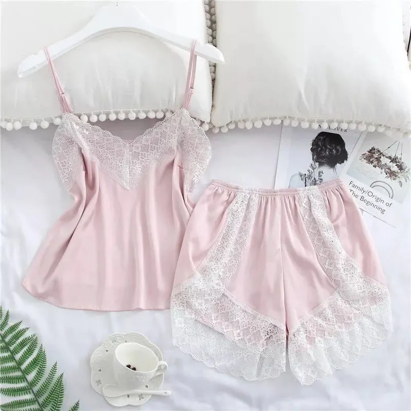 Churchf Explosion Pajamas Simulation Silk Two-Piece Pajamas Large-Size Home Underwear Pajamas Pajamas
