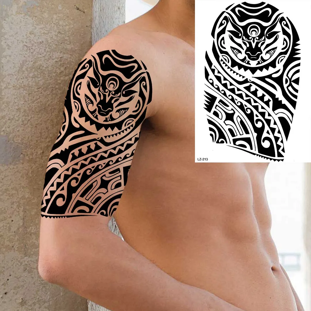 Realistic Knight Tribal Armband Temporary Tattoos For Men Adult Lion Wings Shield Fake Tattoo Body Art Unique Tatoos Large