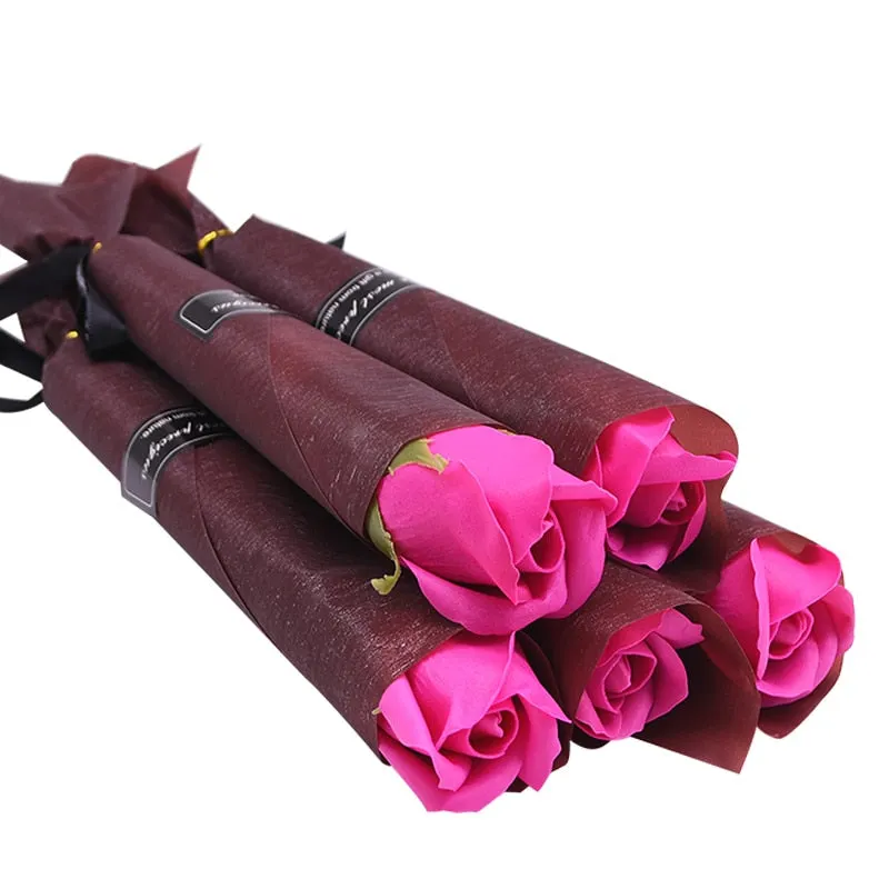 5Pcs Soap Flower Rose Artificial Flower Bouquet Multicolor Rose Wedding Flower Decoration Scrapbooking Fake Rose Flower