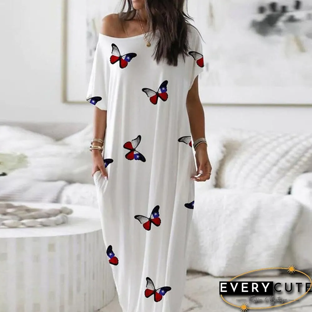 Plus Size Xs-5Xl Women Loose Casual Short Sleeve Moon Stars Print Maxi Dress Home Clothes Soft Long Dresses Homeware Vestidos Casuales