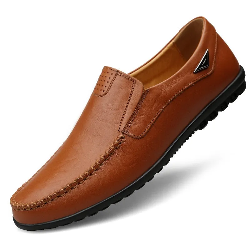 Genuine Leather Men Casual Shoes Brand 2020 Italian Men Loafers Moccasins Breathable Slip on Black Driving Shoes Plus Size 37-47