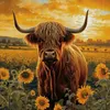(Stamped/Counted) Hignland Cow Sunflower - 11CT Cross Stitch 40*40cm