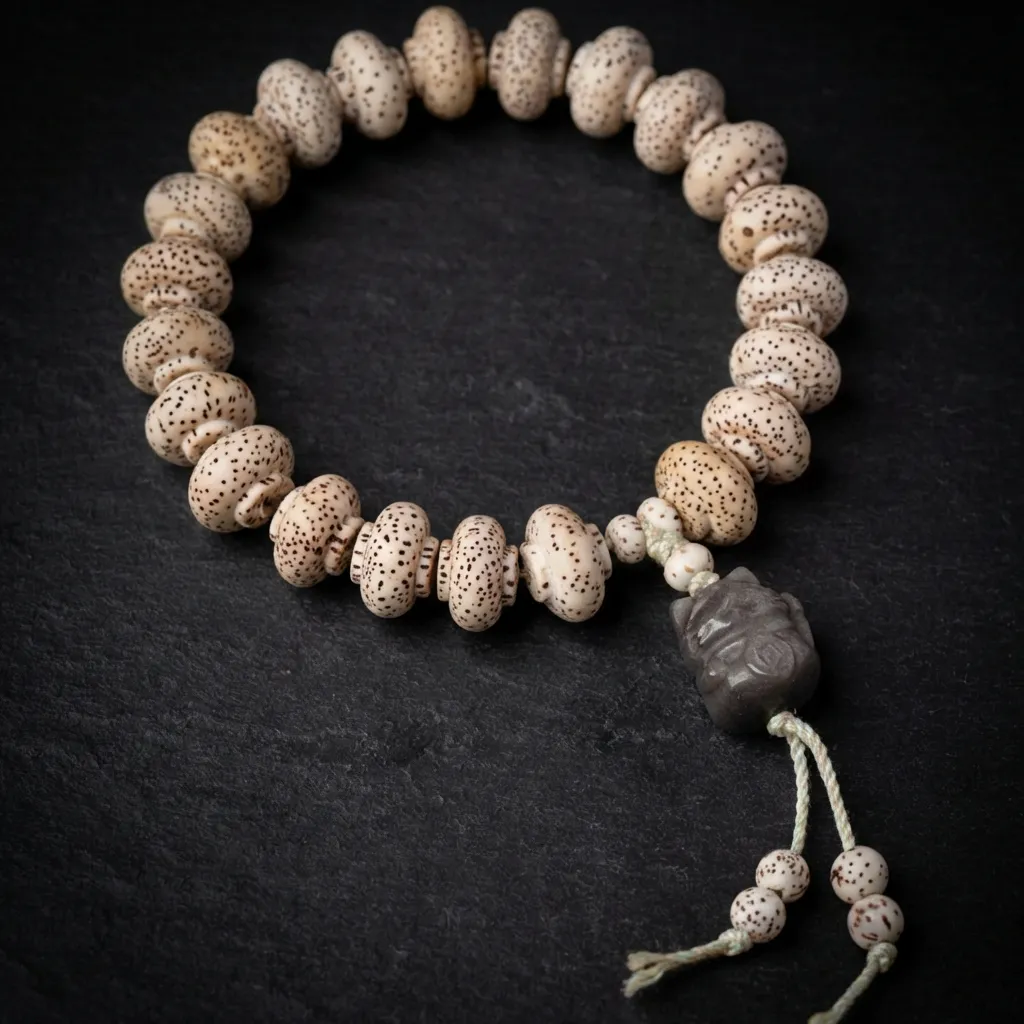 JiStones Celestial Harmony: Star & Moon Bodhi Wrap Bracelet with Artisanal Charms Silver Obsidian Fortune Cat - Lantern Bead