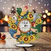 (US Local)5D DIY Special Shape Diamond Painting Desk Ornament Handmade Clock Kit(Sunflower Rooster)