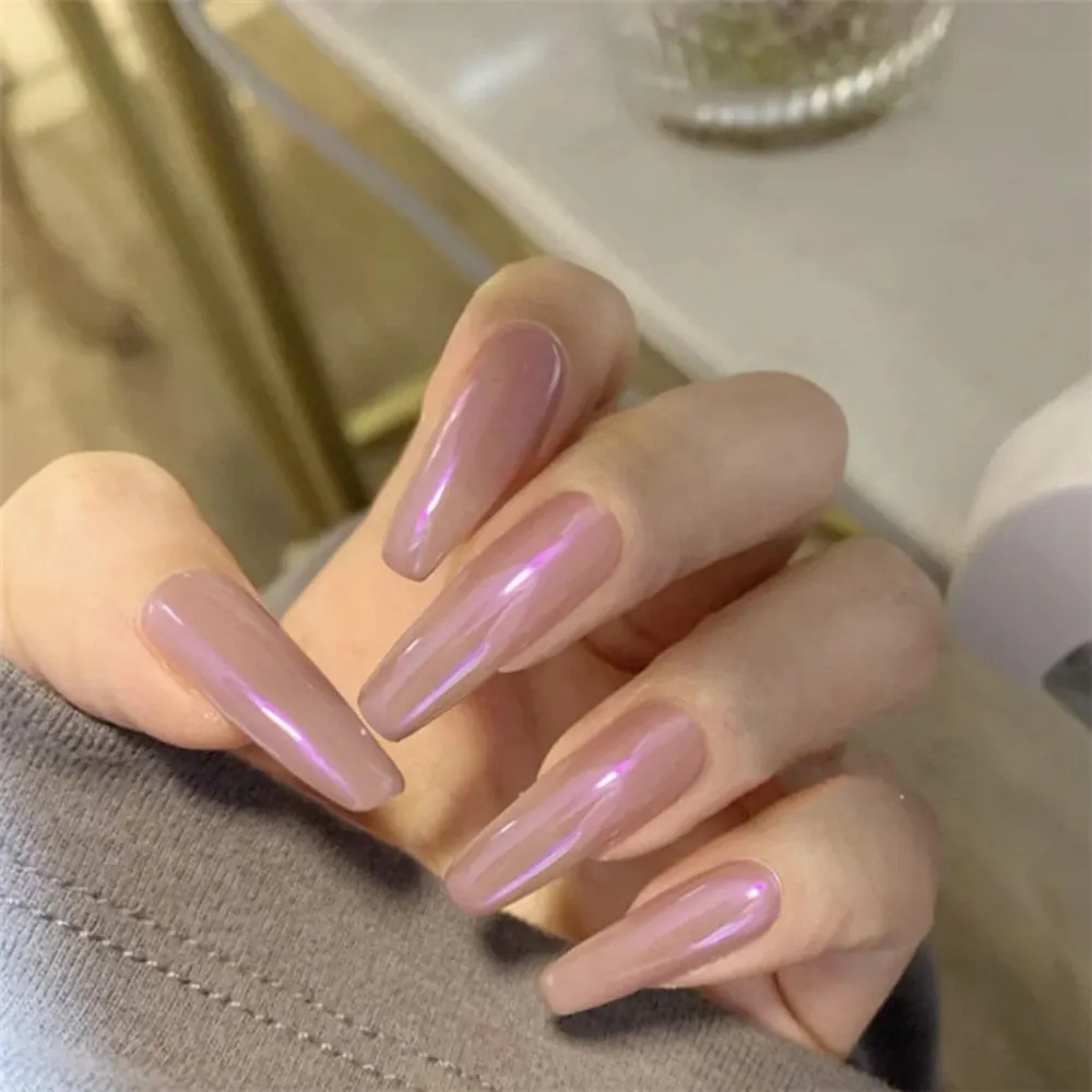 24Pcs Detachable False Nails Long Ballerina Artificial Fake Nails Full Cover Jelly Red Coffin Nail Tips DIY Manicure Tool-Nail Inspo