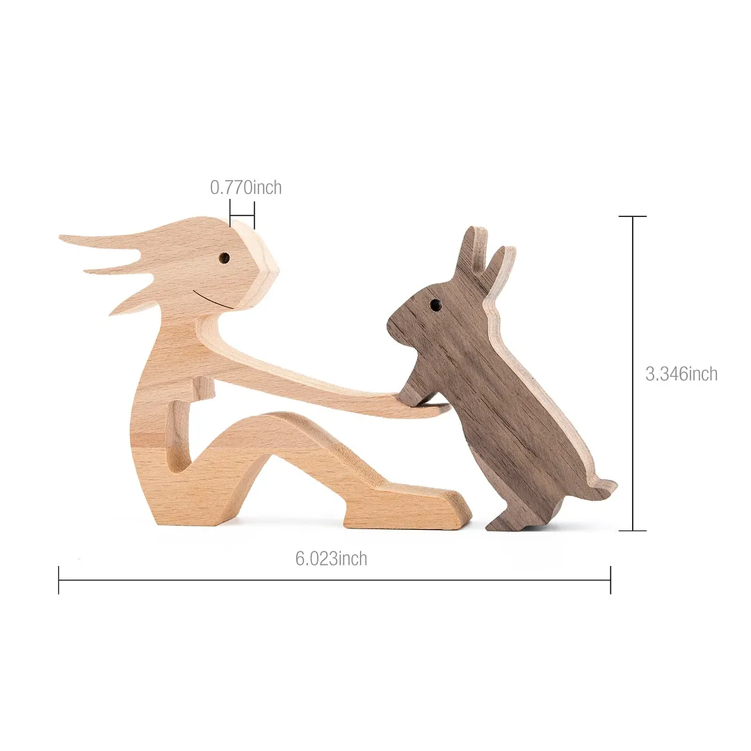 Puppy Family Wood Dog Carving Ornaments Decoration Home Decor Figurine Desktop Table Ornament Sculptures For Dog Pet Lover Gifts 712