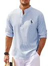 Comfortable textured Henley collar shirt