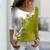 Blusa manga longa floral com decote em V