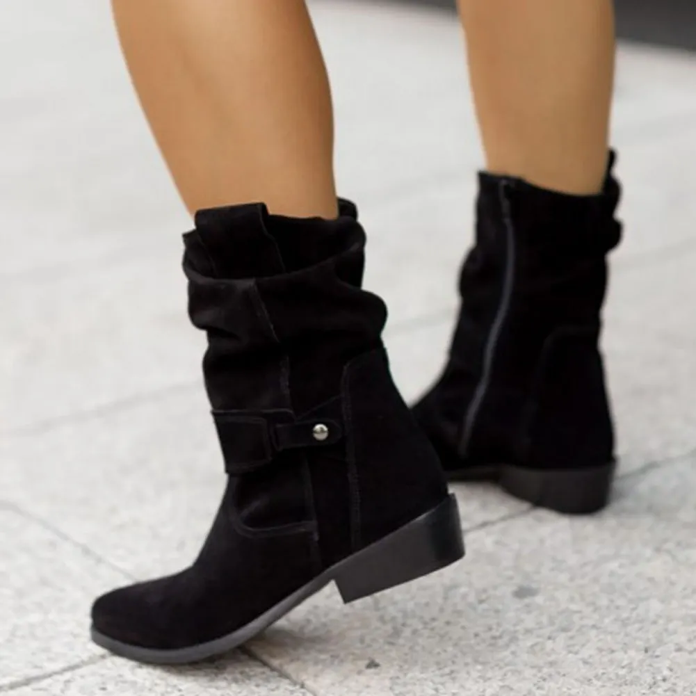 Breakj On Sale Top Quality Female Cowgirls Zipper Ridding Boots For Women Chunky Heels Fashion Vintage Casual Walking Shoes
