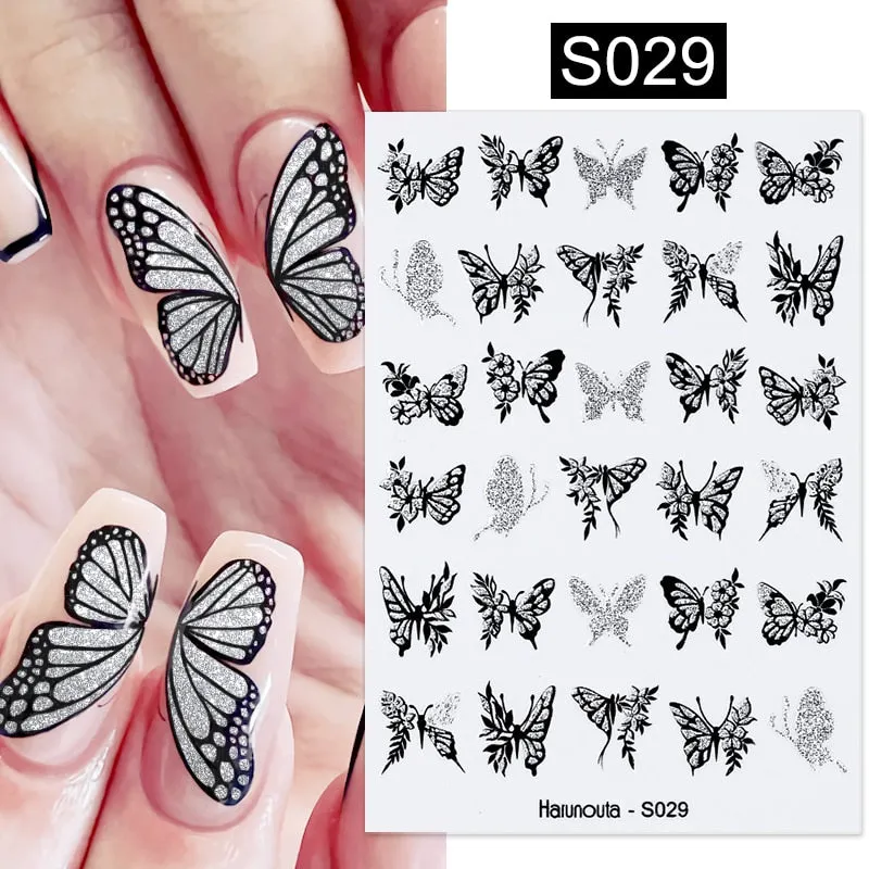 Geometric Lines Flowers Leaves 3D Nail Sticker Figure Woman Face Pattern Special Self Adhesive Nail Art Decals Manicures Sliders-Nail Inspo