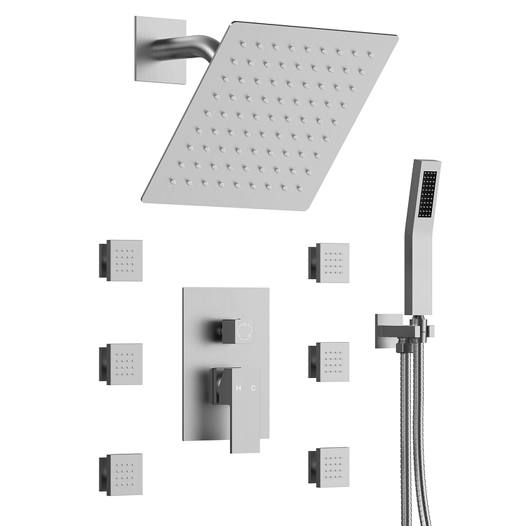 EVERSTEIN Luxury Shower System with Handheld in Brushed Nickel SFS-1037-NK10