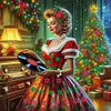(US Local)4pack Xmas Lady-Special Shaped Diamond Painting Kit(30x30cm)