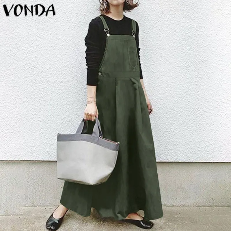 Uveng Uveng Ebaywish Women's Solid Color Casual Long Strap Dress