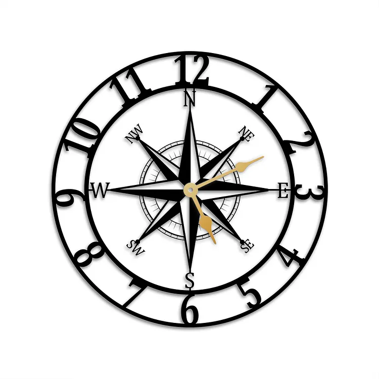 Compass Metal Wall Clock