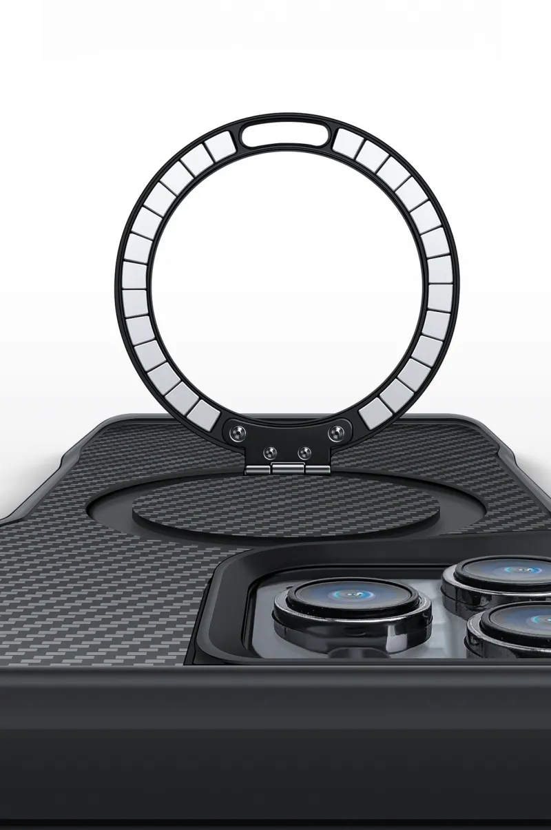 Carbon Fiber Magnetic Bracket Apple Phone Case