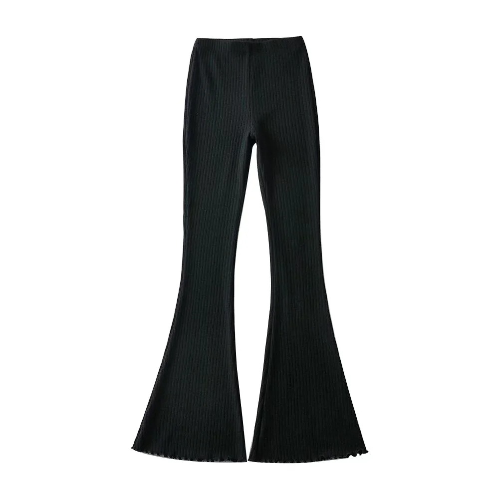 Ootddress Solid Knitted High Waist Flare Pants For Women Ribbed Casual Leggings Female Stretchy Bodycon Trousers Fashion Streetwear 10 Ootddress Solid Knitted High Waist Flare Pants For Women Ribbed Casual Leggings Female Stretchy Bodycon Trousers Fashion Streetwear