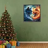 Ice  Fire Cat-Full Round Diamond Painting 30*30CM