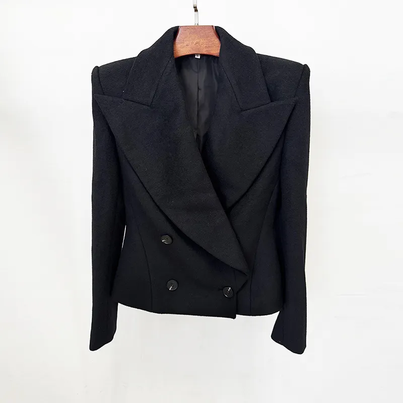 Nigikala Nigikala Early Autumn New Fashion Double Buckle Simple Body Cover Wool Jacket Jacket