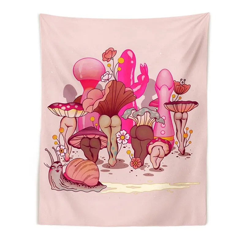 Botanical Cactus Tapestry Wall Hanging Sexy mushrooms girl Chart Hippie Bohemian Tapestries Psychedelic Witchcraft Home Decor