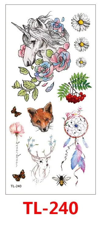Waterproof Temporary Tattoo Sticker Mermaids Animals Flowers Designs Tattoos Body Art Arm Fake Tatoo Women Men