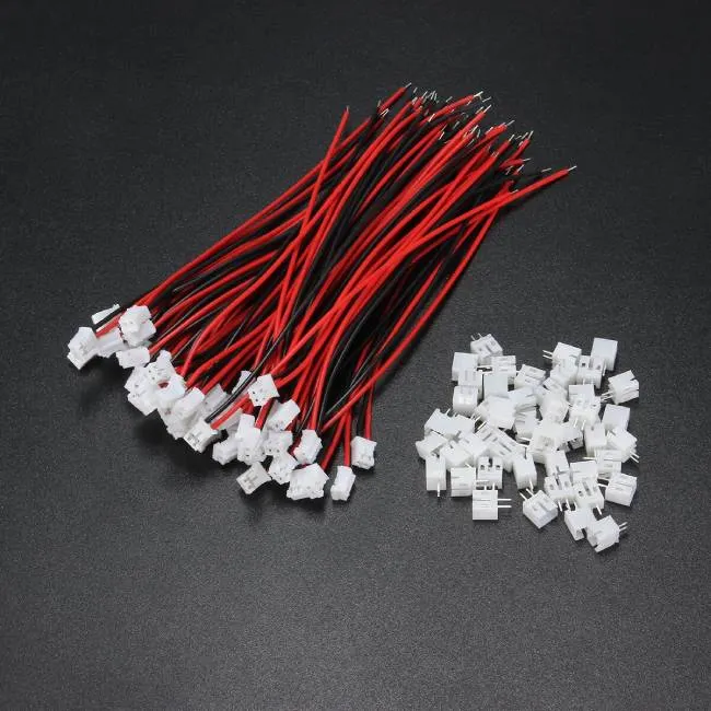 Garlaven 100Pcs Mini Micro JST 2.0 PH 2Pin Connector Plug With 120mm Wires Cables