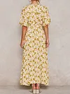 Retro Ethnic Printed Batwing Sleeves Maxi Dress