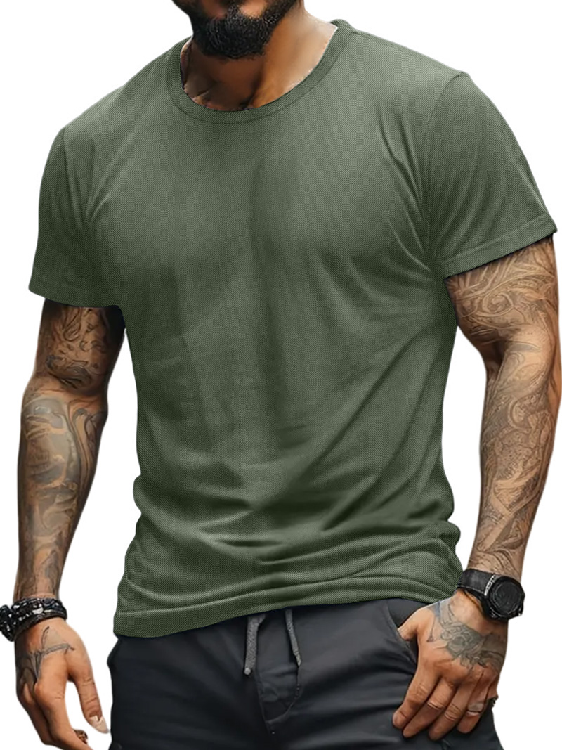 Men's summer round neck quick-drying breathable sports short-sleeved T-shirt