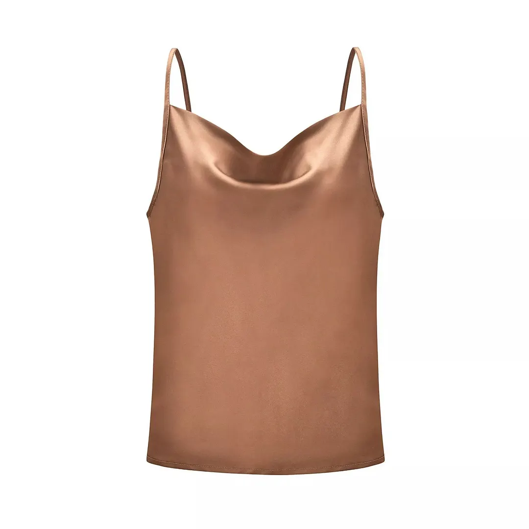 Churchf Churchf Summer Women's Solid Color Sling Small Vest Bottom Silk Chiffon Top