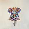 6pcs/set DIY Special-shaped Diamond Painting Wall-mounted Key Hook Kit (Elephant)