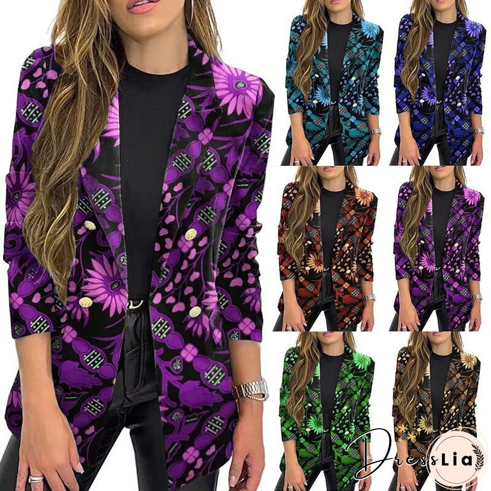 Fashion Autumn And Winter New Printed Women Blazers Women Long-sleeved Autumn And Winter Jacket Coats Blazer Feminino