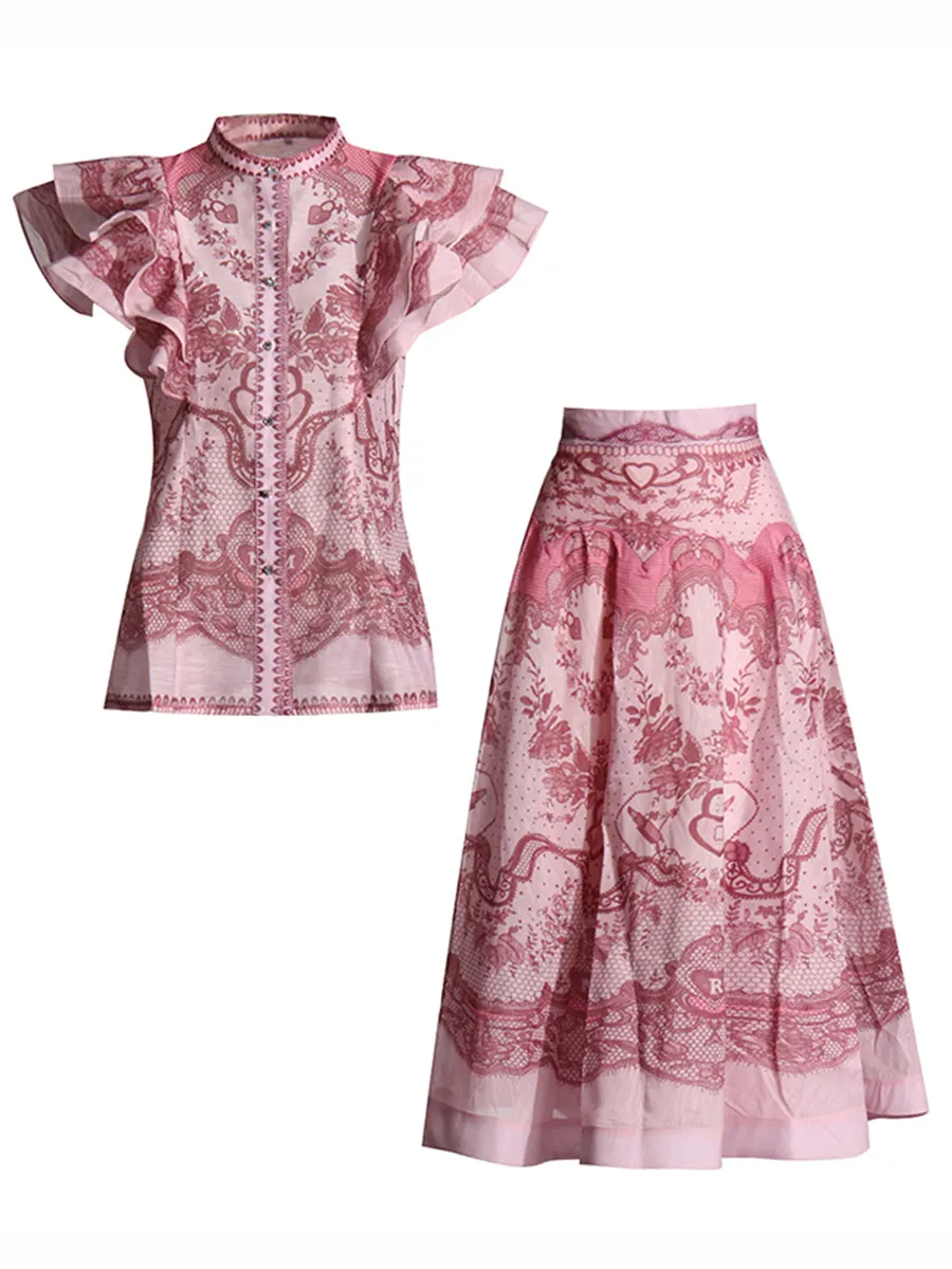 Brownm Fashion Printed Dress Women's Spring 2025 New Korean Casual High-Sleeve High-Rise Half-Senior Dress