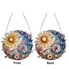 (Upgrade Size)DIY Diamond Painting Art Double Sided Effect Pendant Colorful Stained Glass Hanging Ornament Kit(Sunflower)