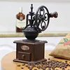 Wheel Design Vintage Manual Coffee Grinder With Ceramic Movement Retro Wooden Manual Coffee Grinder