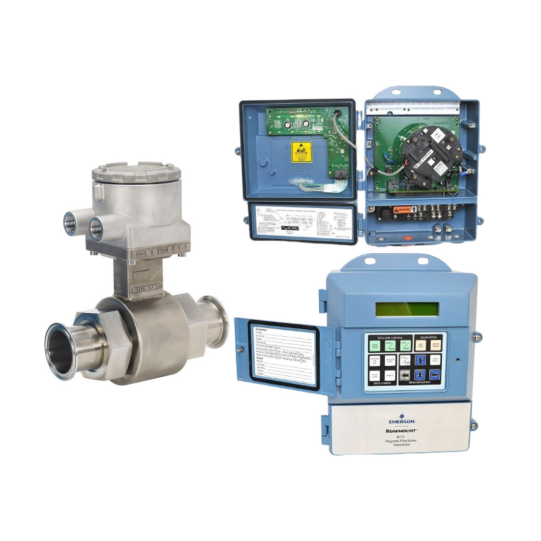 rosemount,Rosemount 8721 Hygienic Magnetic Flow Meter Consisting of 8721015 Sensor and M-8712E Transmitter|Rosemount 8712E