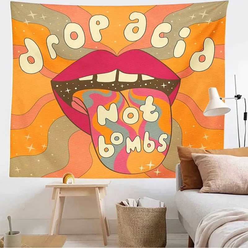 80s Aesthetic Tapestry Wall Hanging Colorful Sunshine Wall Decor Psychedelic Tapestry Decor Living Room Bedroom Bohemian Print