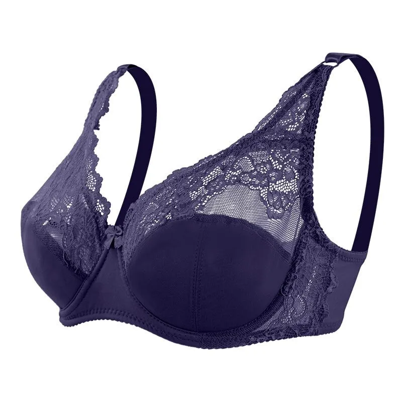 Sexy Bra Women Large Lace Bralette Plus Size Lingerie Female Thin Lace Brassiere Underwear Underwire Padded Bras C D Cup