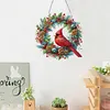 Diamond Painting Cardinal Wreath Hanging Sign for Wall Door Decor