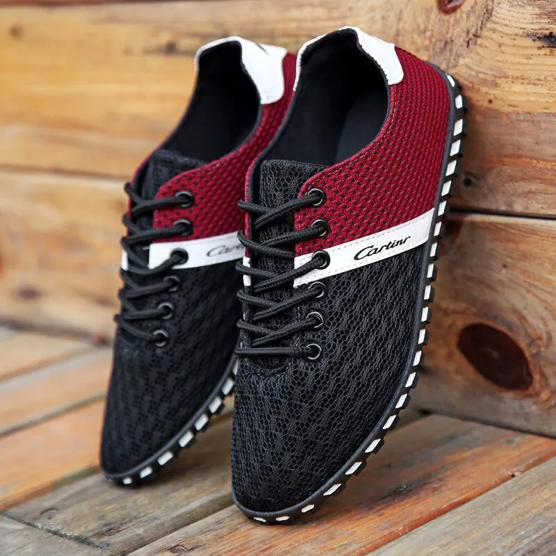 Men Shoes Summer Brand Fashion Men Casual Shoes Lightweight Breathable Men Sneakers Lace Up Gray White Black Red Tenis Man Shoes