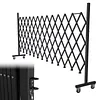 [US Local Warehouse] Retractable Outdoor Fence Expandable Barricade with Casters Free Standing Safety Barrier 0-180 Degree Rotating Folding Safety Gate Railing for Garage Home  (Dark Brown 61 in-11 Feet H-L)