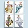 (Multi Style)Queen Of Seasons-Full Embroidery 2 Strands 14CT Stamped Cross Stitch-41*59CM