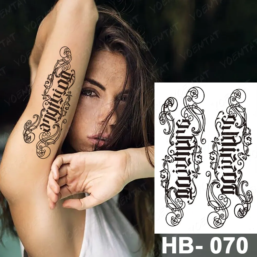 Arabic Language Waterproof Temporary Tattoo Sticker Black Love Text Word Letter Body Art Arm Couple Fake Tatoo For Women Men