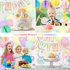 Birthday Decorations, Happy Birthday Banner with Birthday Balloons, Honeycomb Balls, Hanging Swirls, Circle Dots Garland, Happy Birthday Party Decorations for Women Men Boys Girls (Pastel)