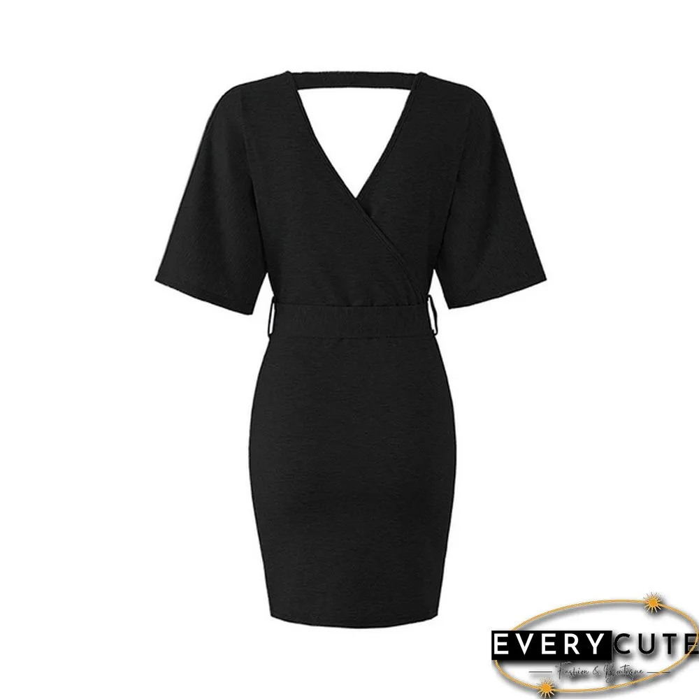 Women's Spring and Summer V-neck Dress Hip Skirt