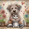 Multistyle Peinture Diamant De Forme Sp&eacute;ciale Repr&eacute;sentant Un Chien Une Vache Et Un Chat Amusants - 30 X 30 CM