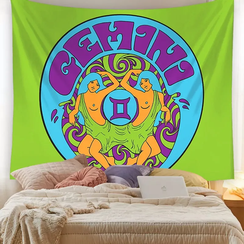 Tarot Constellation Tapestry Tarot Card Tapestry Boho Tapestry Wall Hanging Trippy Divination Beach Mat Sun Moon Wall Decor
