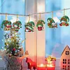 (US Local)6pcs Xmas Gnome  DIY Diamond Painting Art Pendant Wall Door Decoration