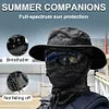 Men Camo Fishing Hat Foldable Casual Balaclava Sun Hat Breathable Bucket Hat
