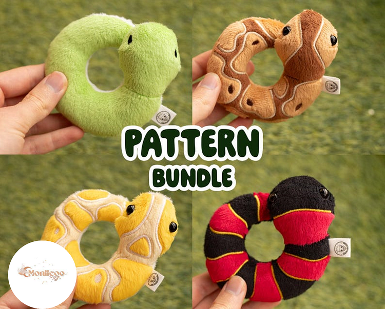 4-in-1 Plush Snake Sewing Pattern  &mdash;【Digital Pattern】