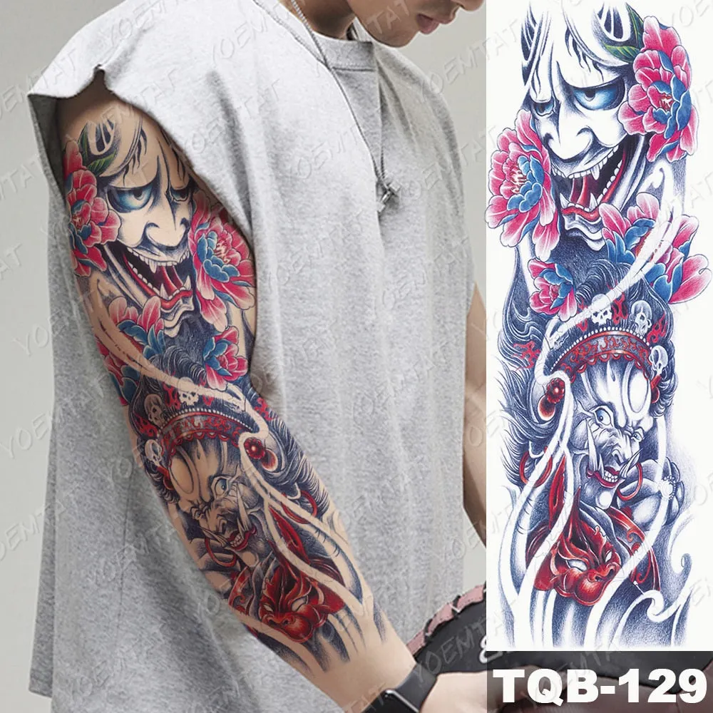 Large Arm Sleeve Tattoo Owl Angel Rose Waterproof Temporary Fake Tatoo Sticker Skull Fox Wings Men Women Full Totem Tatto Artes