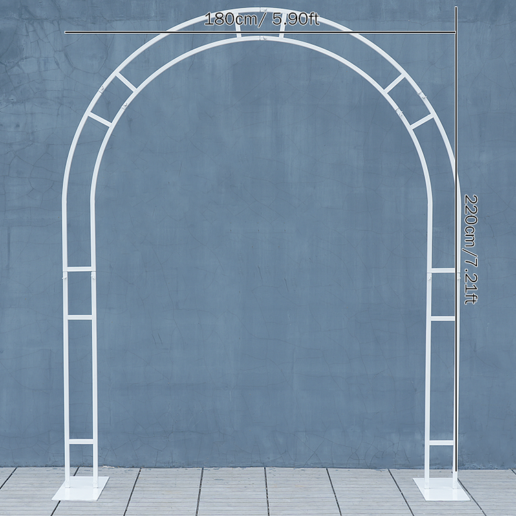 Angela Flower 7.2ft White Stable Double Pipe Plate Base Strong Wrought Iron Shelf Wedding Backdrop Decor Frame A4175